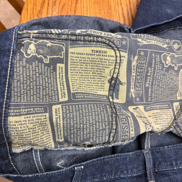 Lee Buddy Lee Lawton Dungarees Jeans Mens 40x30 Blue Distressed Vintage - Picture 8 of 12